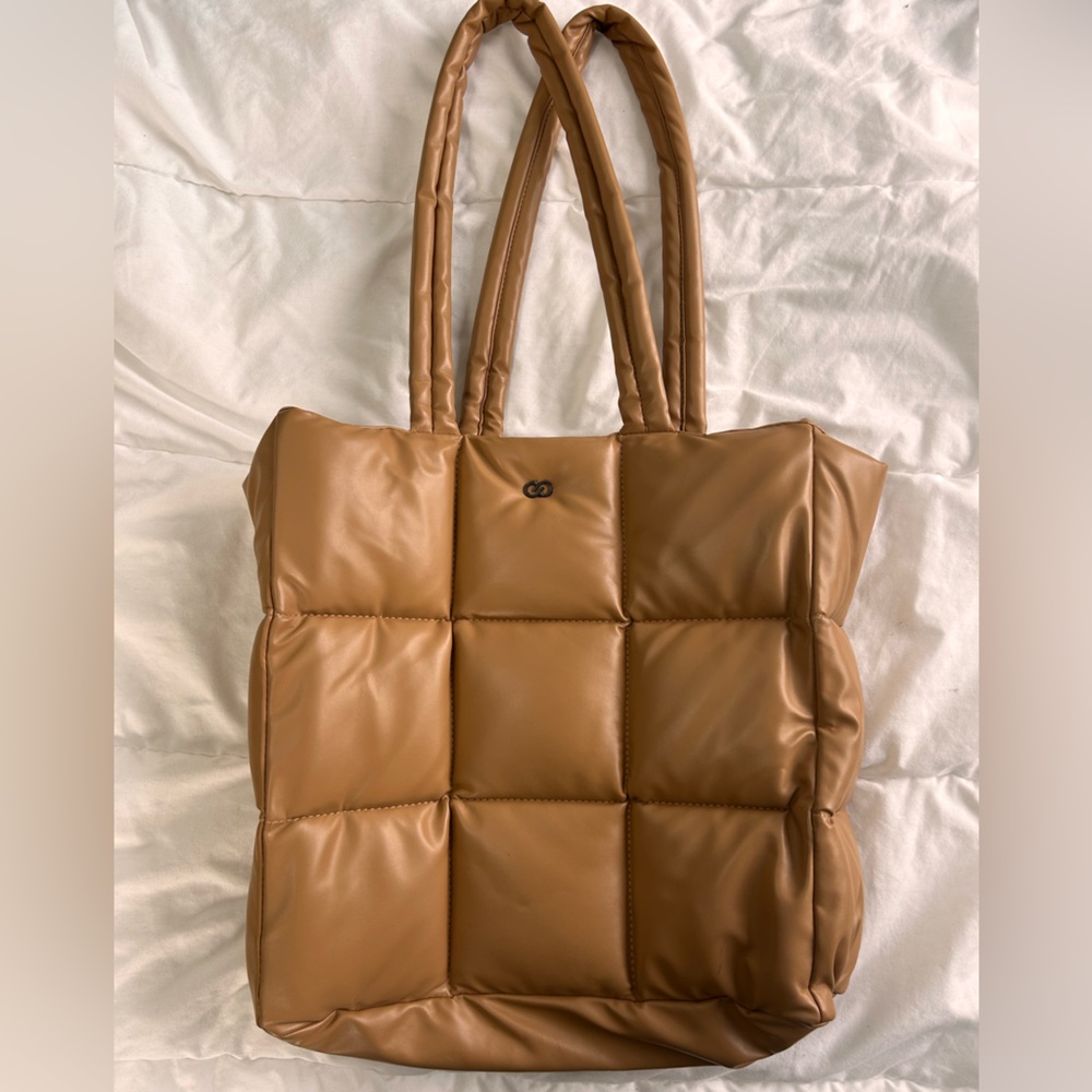 Chic Brown Quilted Tote Bag